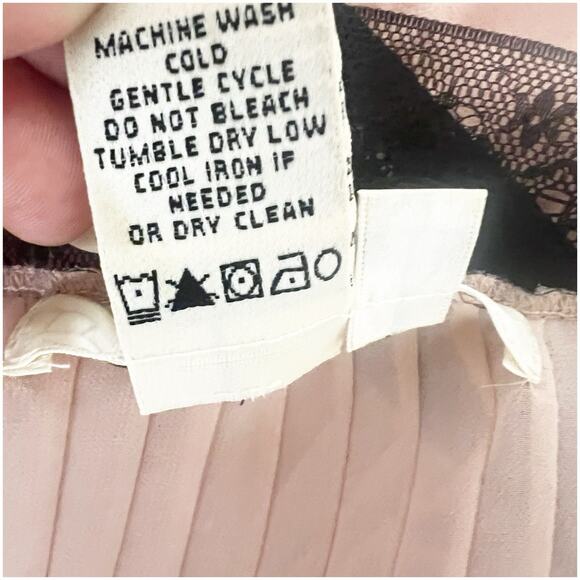 Studio M Y2K Whimsical Fairy Top Size XS Pink Lace Black Trim Square Neckline - Picture 10 of 11